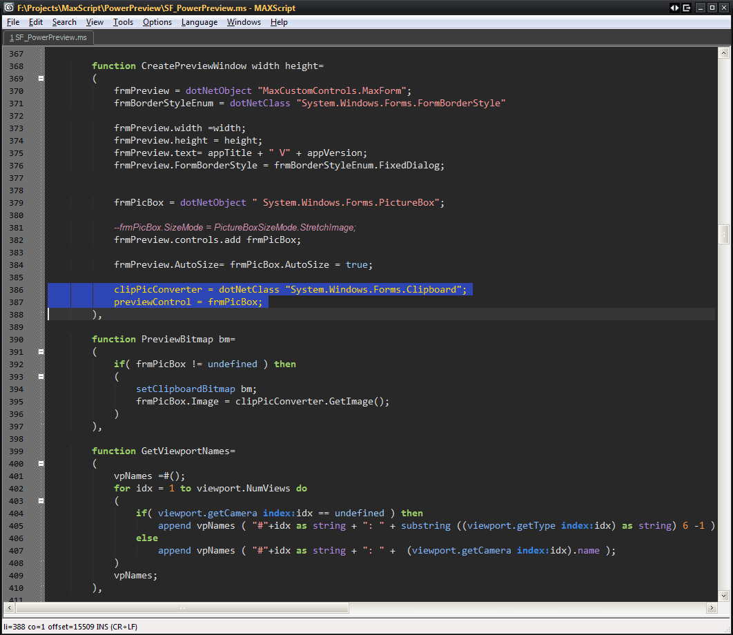 Dark Color Scheme for Maxscript Editor